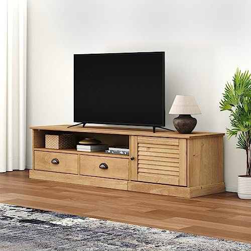 Mengtu TV-Schrank Fernsehtisch Fernsehschrank TV-Board TV-Regal für Fernseher TV Möbel für Wohnzimmer Schlafzimmer VIGO 156x40x40 cm Massivholz Kiefer