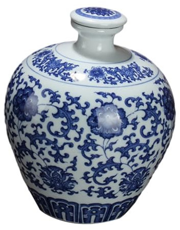 Garneck Keramik Weintopf Blau-weiß Sake Gefäß Dekorativer Weinbehälter Glatte Kante Langlebig Sicher Für Haushalt Traditionelle Aufbewahrung