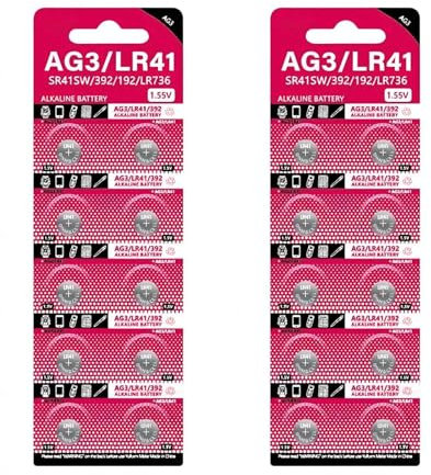 Saiyana Knopfbatterien, Knopfzelle AG3 1,55 V Knopfbatterien SR41 192 L736 384 SR41SW CX41 LR41 392 für Lampen, Uhren, Kameras