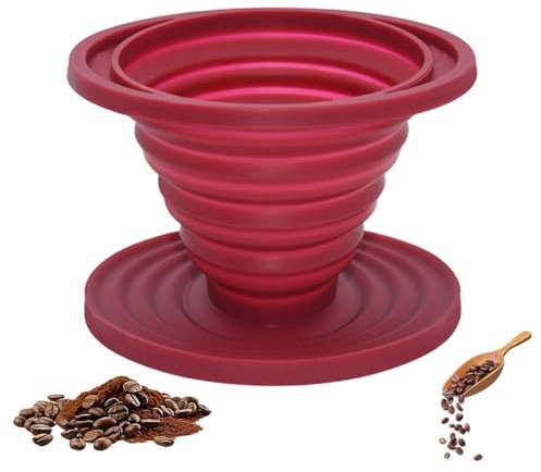 Cafetera Portátil de Silicona para Camping, Goteros Plegables para Verter Sobre Café, Reutilizable Filtros de Café, Portafiltro de Café Cónico para Mochileros, Camping, Oficina, Casa