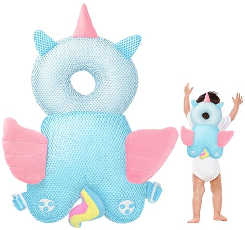 Mochila protector de cabeza de bebé linda mochila de protección de la cabeza rellena transpirable con correa de pecho protector de absorción de amortiguadores ajustables para caminar para bebés, ánge