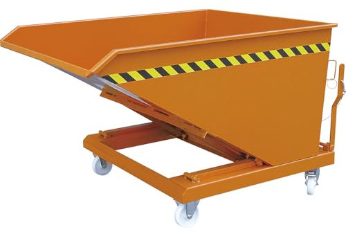 FRANKEL kaiserkraft | Benne basculante | avec mécanisme de basculement en Ciseaux | capacité 750 l | Orange RAL 2004