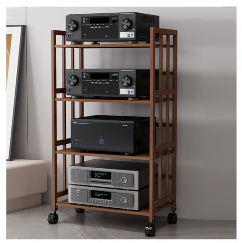 Hifi rack Dvd regal Plattenspieler regal HiFi-Audio-Rack-Schrank für Zuhause,Plattenspieler Tisch mit verstellbaren Ablage,HiFi Regal für Stereoanlagen & Kompaktanlage,Schallplattenspielerhalter(Dark,