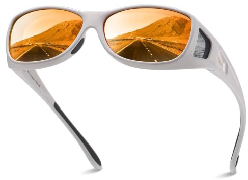 DUCO Herren und Damen Fit Over Sonnenbrille Polarisiert Unisex Brille UV400 Schutz Wrap Around Blendschutz Überbrille für Brillenträger Kleine Größe | Polarisiert Unisex Brille, UV400 Schutz, Blendschutz, Wrap Around Brille, Für Fahren Berg Klettern, Mittel & Kleine Größe