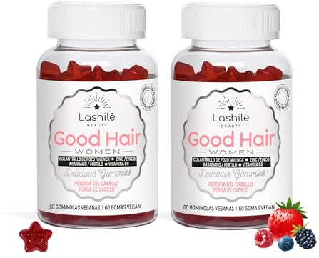 Lashilé Beauty - Complément Alimentaire - Anti-Chute Cheveux, Croissance & Force - Good Hair Women Vitamines Made in France -Biotine, Zinc, Fer, MSM, Vitamines B6 - Cure 2 Mois 120 Gummies
