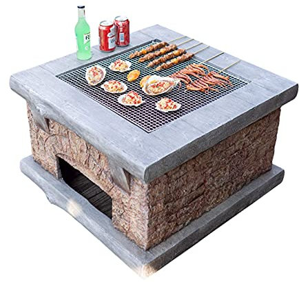 JFNHUTL Braciere da Esterno in Finta Pietra, braciere da Esterno in Legno, Camino da Giardino, Barbecue, Stufa, Materiale in Magnesia, antigelo e Resistente al Calore