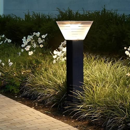 Lámpara de camino exterior IP65, iluminación de paisaje a prueba de agua con casquillo E26, luminaria de bolardo de aluminio a prueba de óxido para exteriores, lámpara de césped de jardín cuadrada p