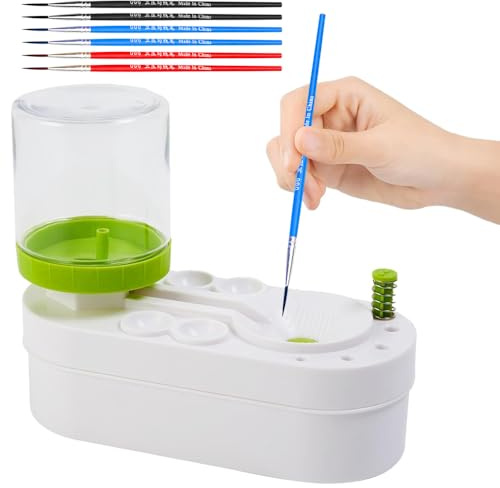 Paint Brush Rinser, Water Cycle Rinser and 6 PCS Brushes | Multifunctional Paint Brush Cleaner Paint Brush Washing Machine for Acrylic Painting Makeup Brushes