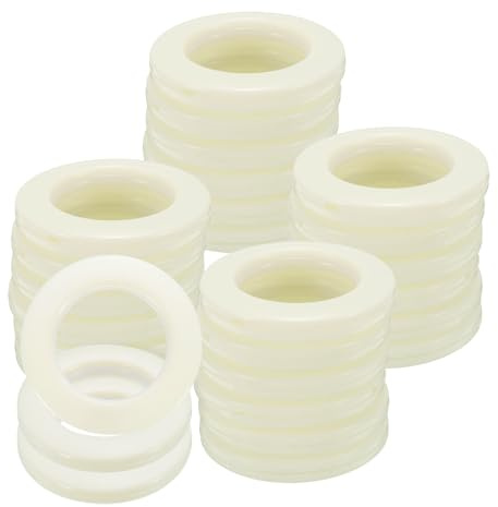 QUARKZMAN 50pz Occhielli per Tende, 1-5/7(42 mm) ID Anelli per Tende Finestre in Tessuto Anelli Scorrevoli a Basso Rumore per Bastoni per Tende Romane, Bianco