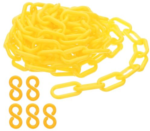PATIKIL Enlaces de Cadena de Plástico, Cadenas de Seguridad de 10 Pies, Cadenas de Plástico Amarillas para Barreras, Control de Multitudes,Espera y Decoración