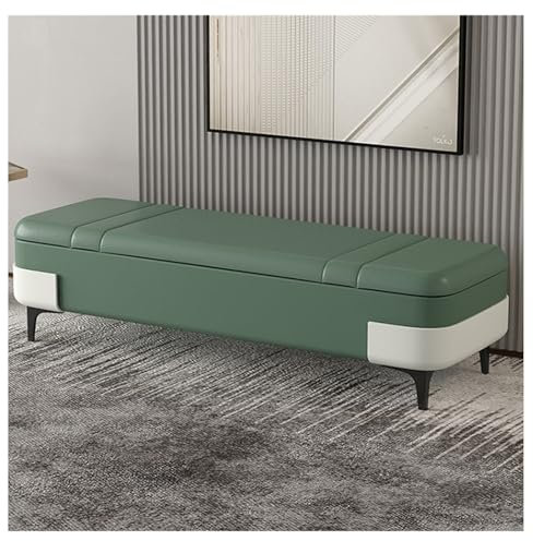 Sitzbank aus Leder für Schlafzimmer, modern, gepolstert, mit grünem Finish, für den Innenbereich, Wohnzimmerbank oder Bettbank
