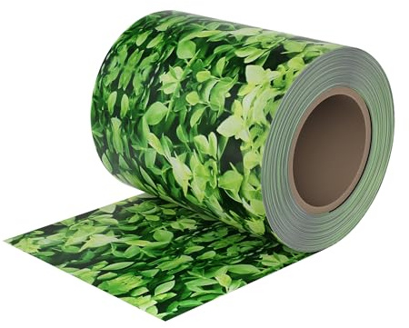 FIVMEN Strisce frangivista per recinzione in PVC, 35 m x 19 cm, con clip, opache, anti UV, per recinzione a doppia asta, recinzione da giardino, protezione privacy (foglie piccole)