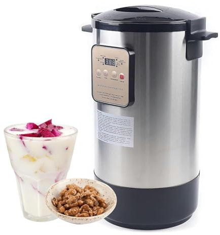 MObyat Macchina Yogurt Automatica 12 Litri, Yogurtiera Commerciale in Acciaio Inossidabile, Tempo E Temperatura Regolabili/Protezione Interruzione Corrente, Produzione Vino Riso Yogurt Fatto in Casa