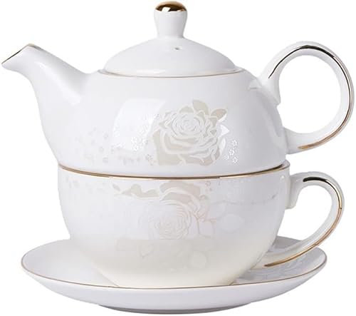 DLAZUM Juego de té Universal, té de la Tarde inglés, Tetera Individual de cerámica, Tazas y Platos, Tetera, cafetera