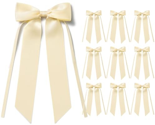 MORSUNBELA Schleifen Deko Geschenkschleife Groß für Hochzeit Beige | 10 große Geschenkschleifen, elegante Deko für Hochzeit,Kommunion,Geburtstag,Weihnachten,Girlanden und Geschenkverpackungen