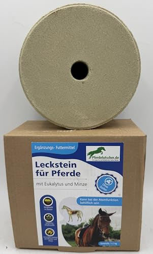 Pferdelutscher Leckstein Minze + Eukalyptus – Ergänzungsfuttermittel für Pferde & Ponys – natürlich & beruhigend – Harte Konsistenz – 1,2 kg – ohne Zusatzstoffe– 1,2 kg (1kg / 16,58€)