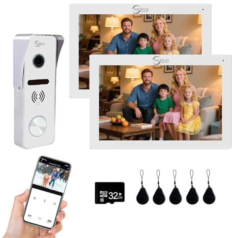 Wired Video Doorbell Intercom System 7 inch Monitor 1080P HD Camera Entry Doorphone Door Camera TUYA WiFi Smart Home Door Phone Kits for Apartment Home Villa (1 doorbell + 2 Monitor)