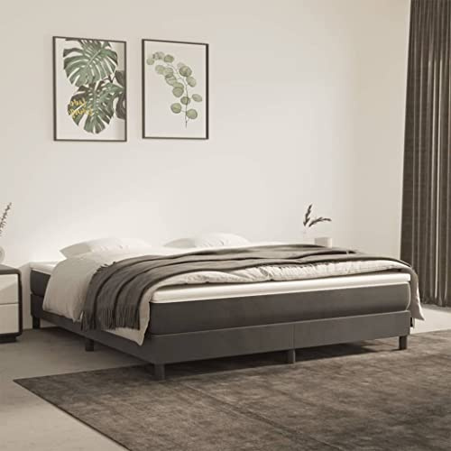Teenpull Boxspringbett mit Matratze und Topper, Dunkelgrau Samt 180x200 cm, Polsterbett mit Taschenfederkernmatratze für erholsamen Schlaf, modernes Schlafzimmer Möbelset