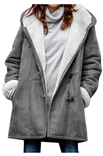 Manteau Noir Femme Hiver Sport Manteaux Grande Taille Blouson Coat Capuche Winter Jacket Women Polaire Retournée Blousons Chaude Mouton Veste Femme Chaude Hiver Chaud Polaire Gris 3XL