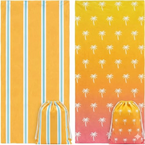 RB INTERNATIONAL Beach Towel with Bag XL 180x90cm 100% Recycled Microfibre Towels for Adults, Quick Dry, Sand Free, Lightweight, Double Sided for Travel Swimming Pool Gym Yoga Camping 10 Colours