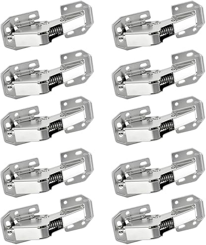 90° Softclose Scharniere Set, 10 Stück Schrankscharnier Möbelscharniere Aufschraubscharniere mit Dämpfer für Schranktüren, Küchentürscharniere mit Schrauben, Ohne Vorbohren, Einfache Installation