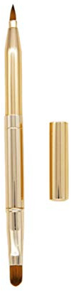 VALICLUD Brocha de Labios Doble Punta Retráctil Portátil para Maquillaje Preciso y Uniforme Cepillo Compacto para Mujeres y Niñas Diseño Elegante Color Dorado