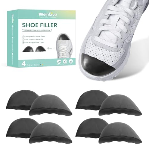 Riempi per scarpe troppo grandi - Welnove 4 paia Inserto imbottito per scarpe a memoria di forma, talloniera traspirante che riduce fastidi alle dita e affaticamento del piede - M