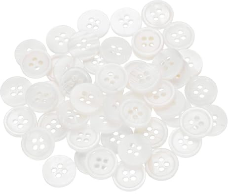 QUARKZMAN 50 Stück Natürliche Muschelknöpfe, 4 Loch Perlmuttknöpfe 12,5mm Nähandwerk Für Hemd Tasche DIY Näharbeiten Dekoration, Weiß