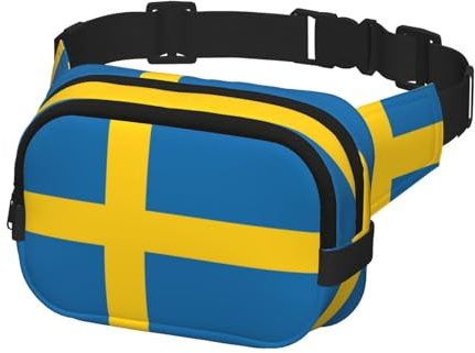 Marsupio con stampa della bandiera svedese, per uomini e donne, con cintura regolabile per allenamento all'aperto