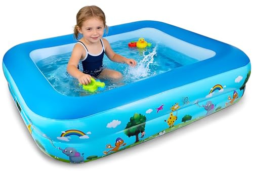 Piscina Hinchable Rectangular Pequeña, 120 cm Piscina Infantil Inflable, Piscinas Hinchables, Piscinas Rectangulares para Interior, Exterior, Jardín, Patio, Resistente y Antideslizantes