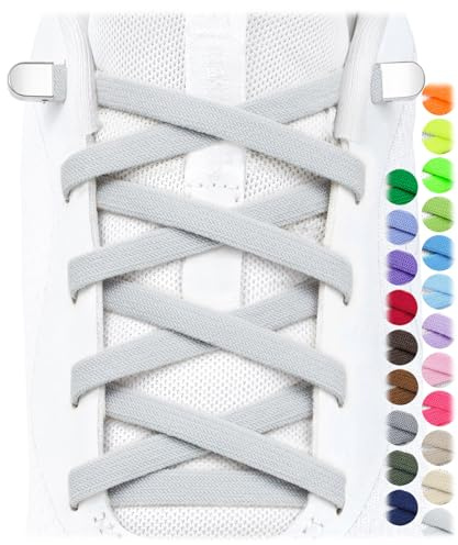 Stepace 2 Pares Cordones Elásticos 6mm Planos sin Atar, Ajustables con Cierre de Metal para Niños y Adultos, Ideal para Sneakers, Running y Triatlón