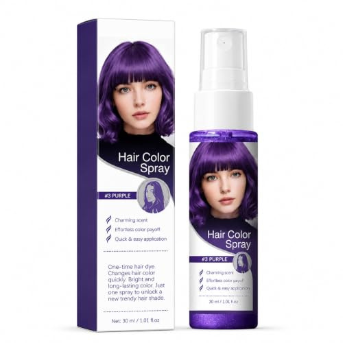 Spray colorant pour cheveux, violet, lavable, temporaire pour changement de couleur rapide, couleur unique pour fête, festival, carnaval, cosplay et coiffage