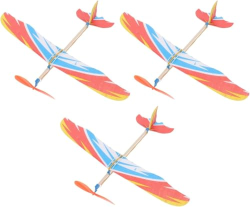 Niltracy 3Pcs Balsa Wood Planes：Foam Airplane Toy Set Rubber Band Powered Glider Planes - Rubber Bands Airplane for Kids Ideal for Kids' Parties, Gifts, and Group Activities