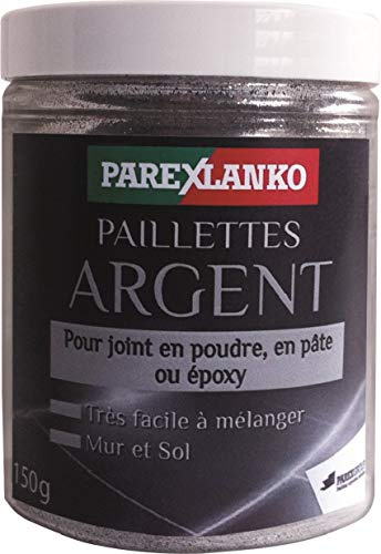 Parexlanko Paljetter för kakelfogar - silverpaljetter - pulver-, pasta- eller epoxifogar - golv och innervägg - enkel blandning - 150 g