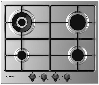 Table de cuisson au gaz, 4 feux, largeur 60 cm, couleur inox
