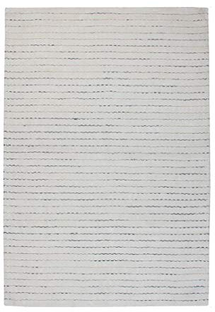 KADIMA DESIGN Flachflorteppich im Streifen-Look Rime 80 x 150 cm Weiß/Grau 70% Viskose, 30% Wolle Handgewebt