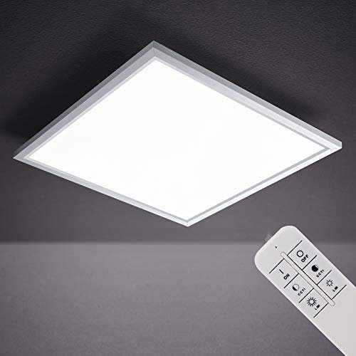 IMPTS LED Panel Ceiling Light, Dimmable, 30 x 30 cm, Extra Flat Ceiling Panel Lights, Ceiling Light with Remote Control, Colour Temperature Control, Adjustable, 3000 K - 6500 K, 15 W, 1500 Lumen Light