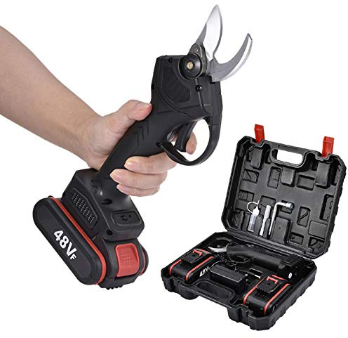 HLILY 21V Cesoie elettriche Professionali Forbici Potatura 30mm, 2 Batteria Forbice da Potatura a Batteria, Cordless per Giardini Albero Fattorie Serre Parchi, 6-8 Ore di Lavoro