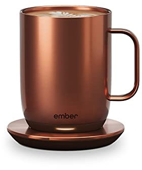 Ember Temperature Control Smart Mug 2-414 ml App-Controlled and Rechargeable Heated Coffee Mug with Intelligent LED Display, 80 Min Battery Life and Improved Design, Copper