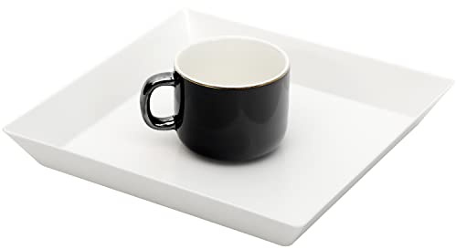 Youngever 3 Pack Re-usable 25CM x 25CM Plastic Serving Trays, Square Serving Platter for Parties, 10 inch x 10 inch (White)