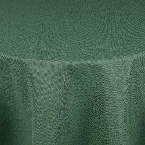 Tischdecke | Dunkelgrün - Rund - 180cm | Gartentischdecke | Outdoor-Decke | Lotus-Effekt | Leinen-Optik | Schmutzabweisend