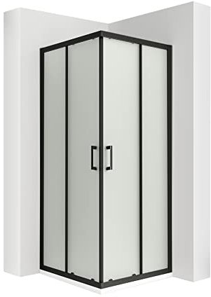 Cabina doccia 80x80 H 180 cm vetro opaco porte scorrevoli - Profili neri
