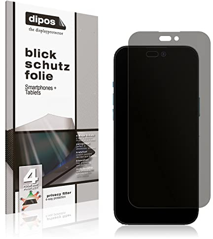 dipos I Blickschutzfolie kompatibel mit Apple iPhone 14 Pro Display-Schutzfolie matt mit 4-Wege Sichtschutz-Effekt