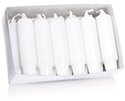 Lampionkerzen Weiß 80 x Ø 20 mm, 12 Stück mit Zapfenfuss/Kerzenfuss
