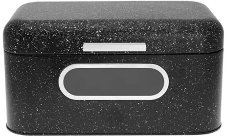 Luckyberg Marmor Brotkästen mit Deckel,Brotaufbewahrungsbox,Geräumiger Brotkasten aus Metall, Brot und Kekse Lange Aufbewahren und Frisch, (Schwarz)