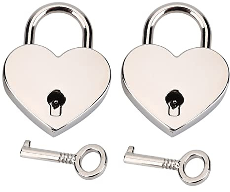 Cadenas à Bijoux en Forme de Cœur, Cadenas à Clés pour Boîte de 2 Pièces, Livre pour Mini Boîtes de Verrouillage de sécurité en