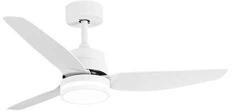 Abrila - Ventilador DC JARAMA | Blanco con tres Aspas| con 6 Velocidades Ajustables | 3 Temperaturas de Luz Seleccionables | Mando a Distancia Incluido