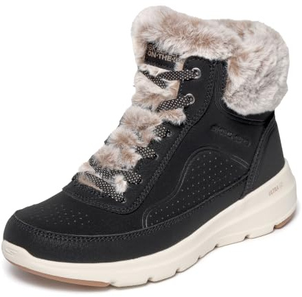 Skechers Women's On-The-Go Glacial Ultra Sneaker Boot Ankle, Black, 5
