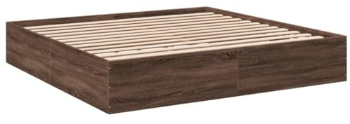 vidaXL Sängram brun ek 200x200 cm konstruerad trä, sovrumsmöbler, sängbotten, panelsäng, säng, dubbelsäng, plattformssäng