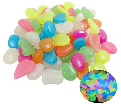 Pietre Luminose da Giardino,200 Pezzi Pietre Luminose Colorate,Pietre Luminosi,Sassi Luminosi da Giardino,Pietre Nottilucenti,Ciottoli luminescenti,per Giardino,Terrario,Cortile (Colorato)